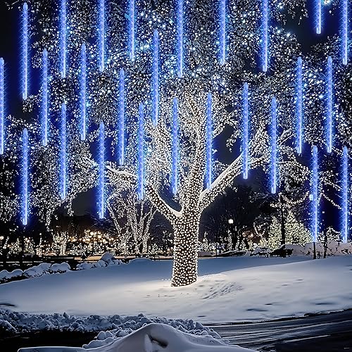 Miniatura 1 de FUNPENY Luces de lluvia de meteoritos, 864 luces LED de Navidad, luces de carámbano, nieve, luces de Navidad para exteriores, 11.8 pulgadas, 24