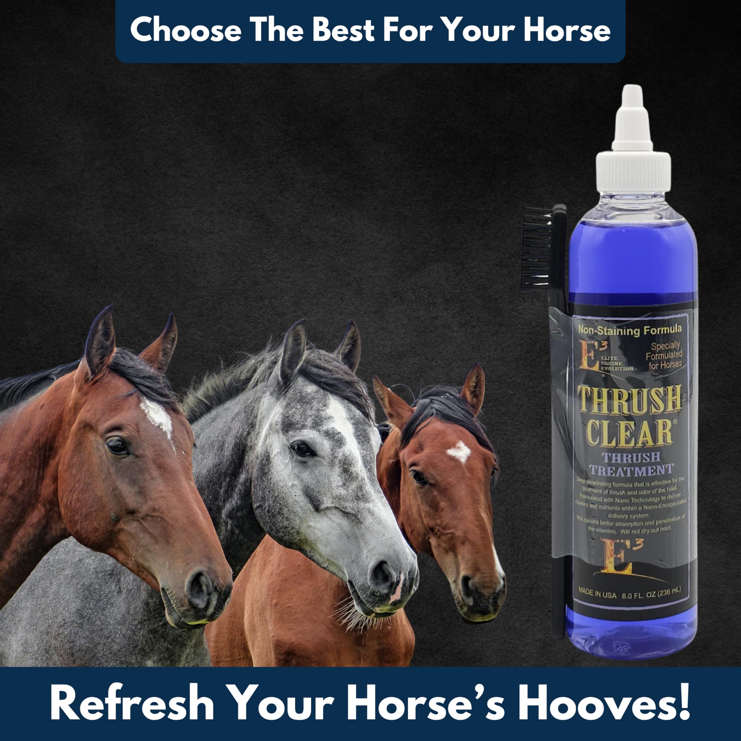 E3 Thrush Clear Treatment - 8 oz - Powerful Solution for Equine Hoof Thrush - Promotes Healthy Hoof Recovery - Prevents Future Infections - Safe for Regular Use - image 5