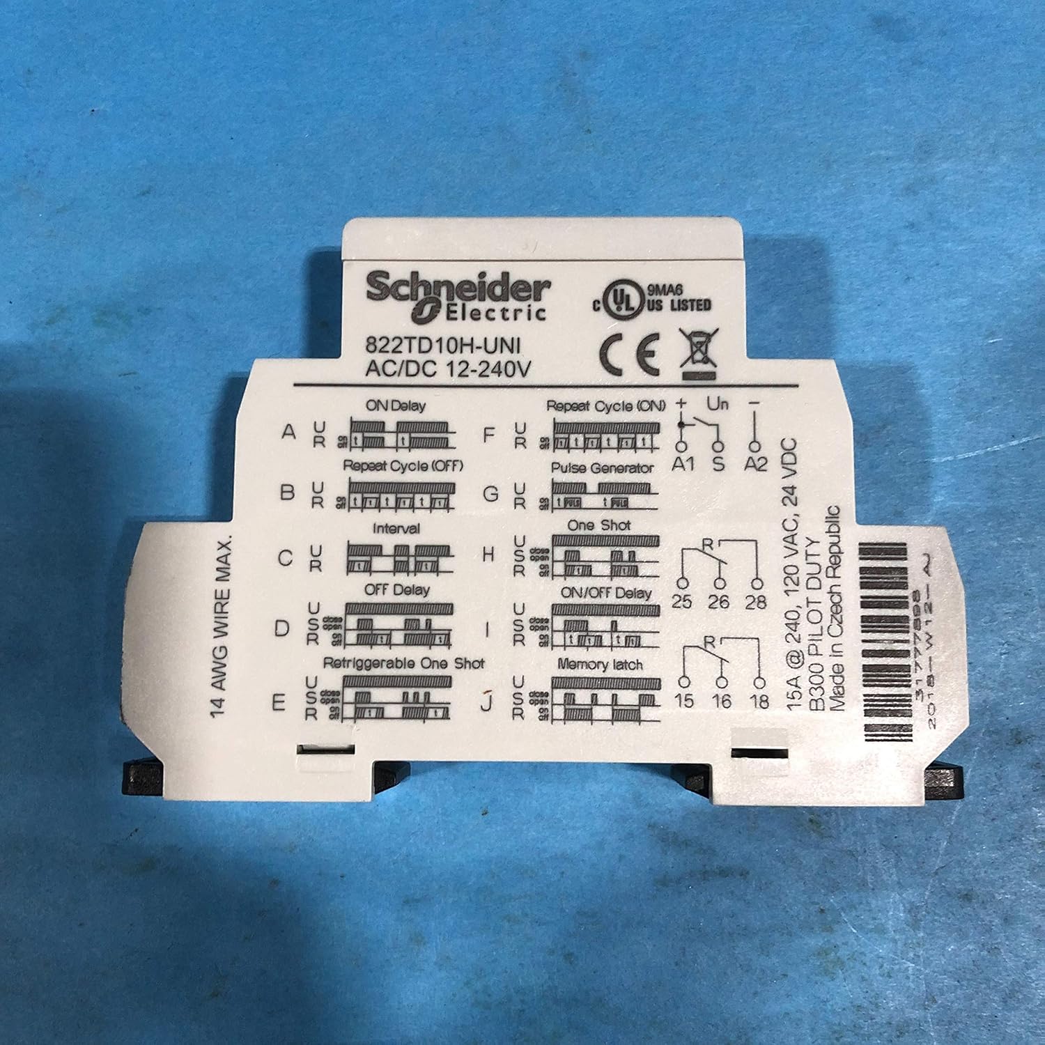 Time Delay & Timing Relays 822 Time Delay Rly SPDT, 15 Amp Rating
