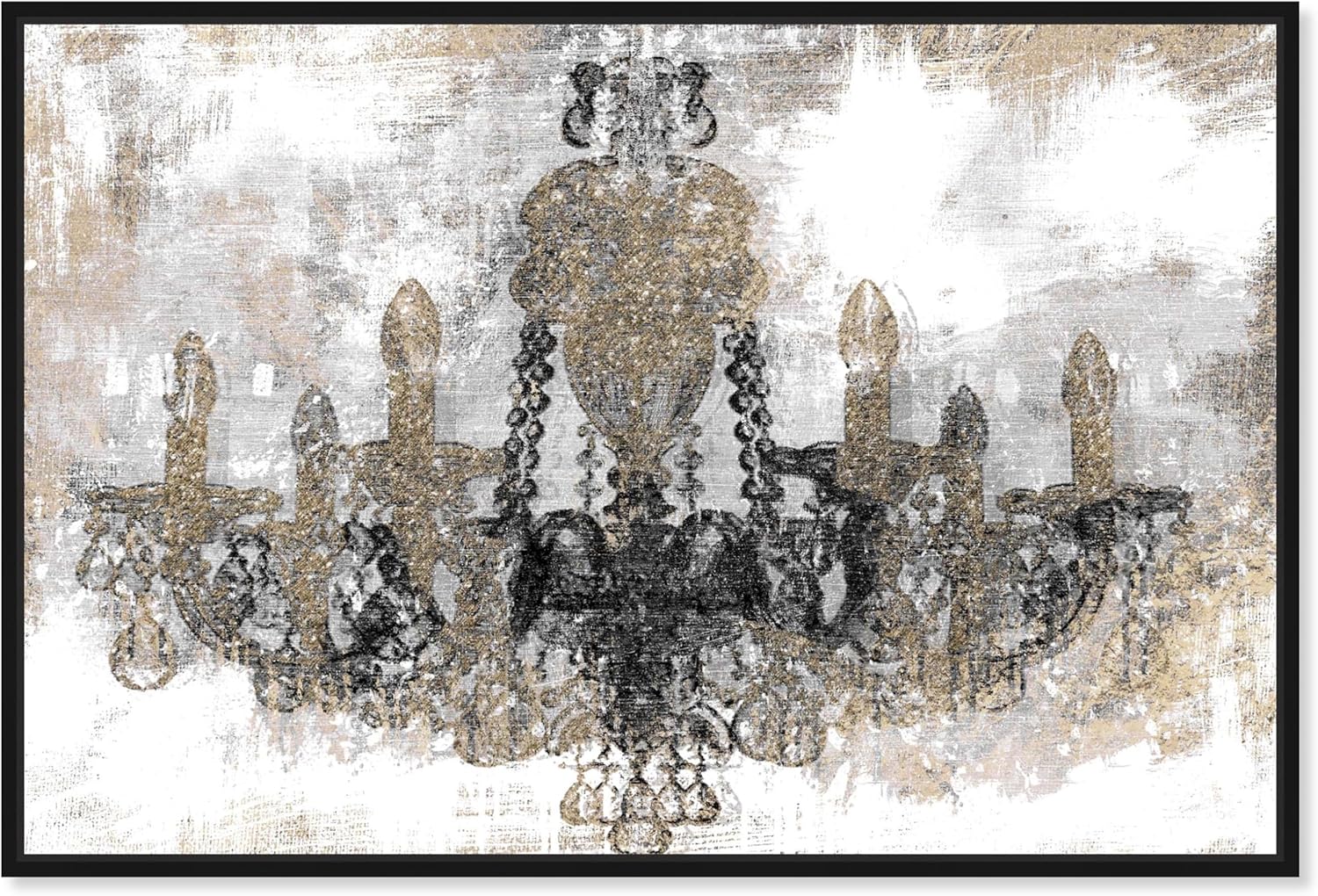The Oliver Gal Artist Co. Fashion and Glam Wall Art Framed Canvas Prints 'Luxury Night Diamonds Classic' Chandeliers