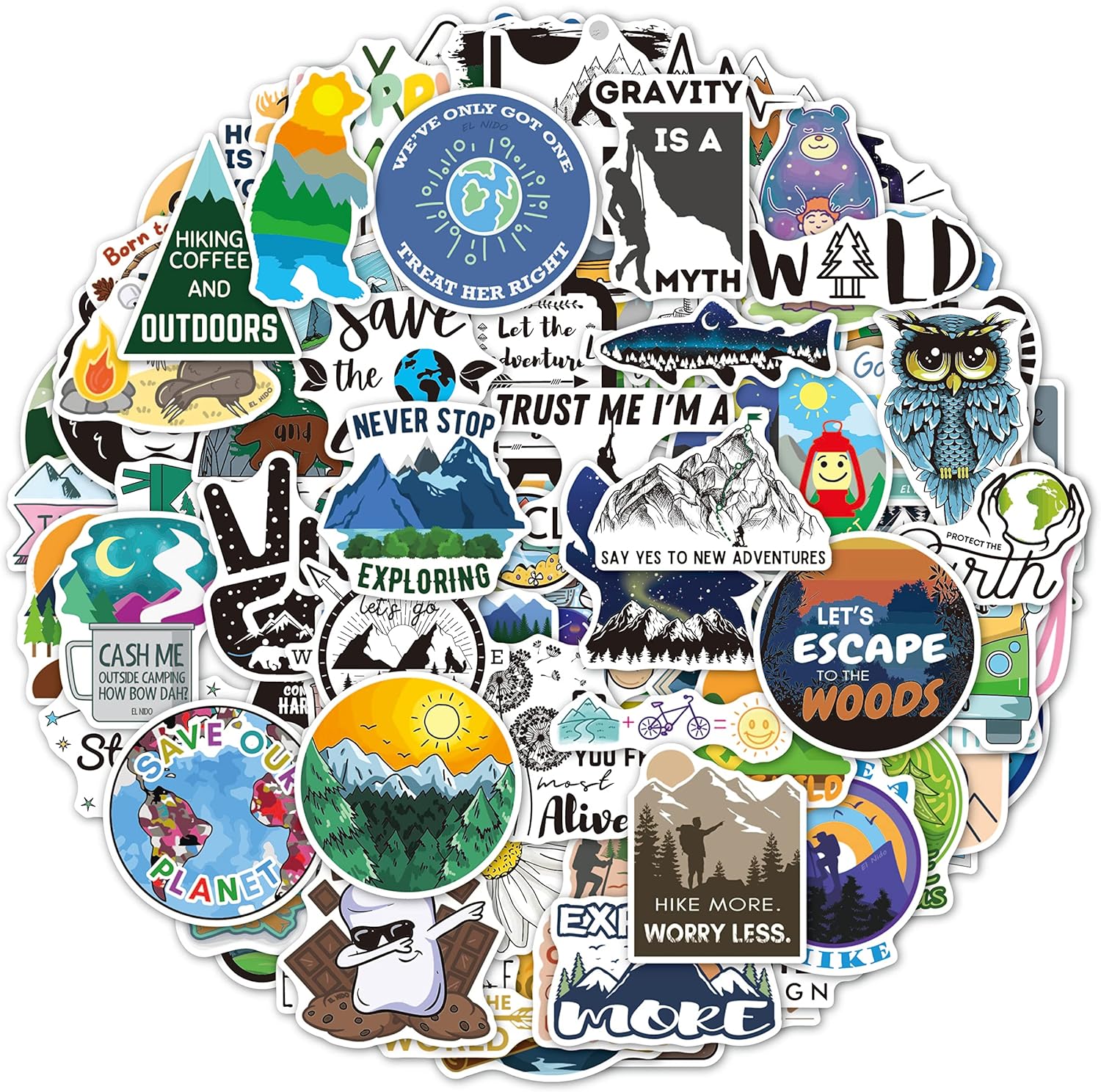 Vsco Stickers 100 Pack I Cute Mountain Stickers Waterproof