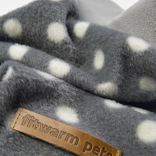 Miniatura 7 de Fitwarm - Sudadera con capucha para perro, de polar, diseño de lunares, color gris, ropa para mascotas