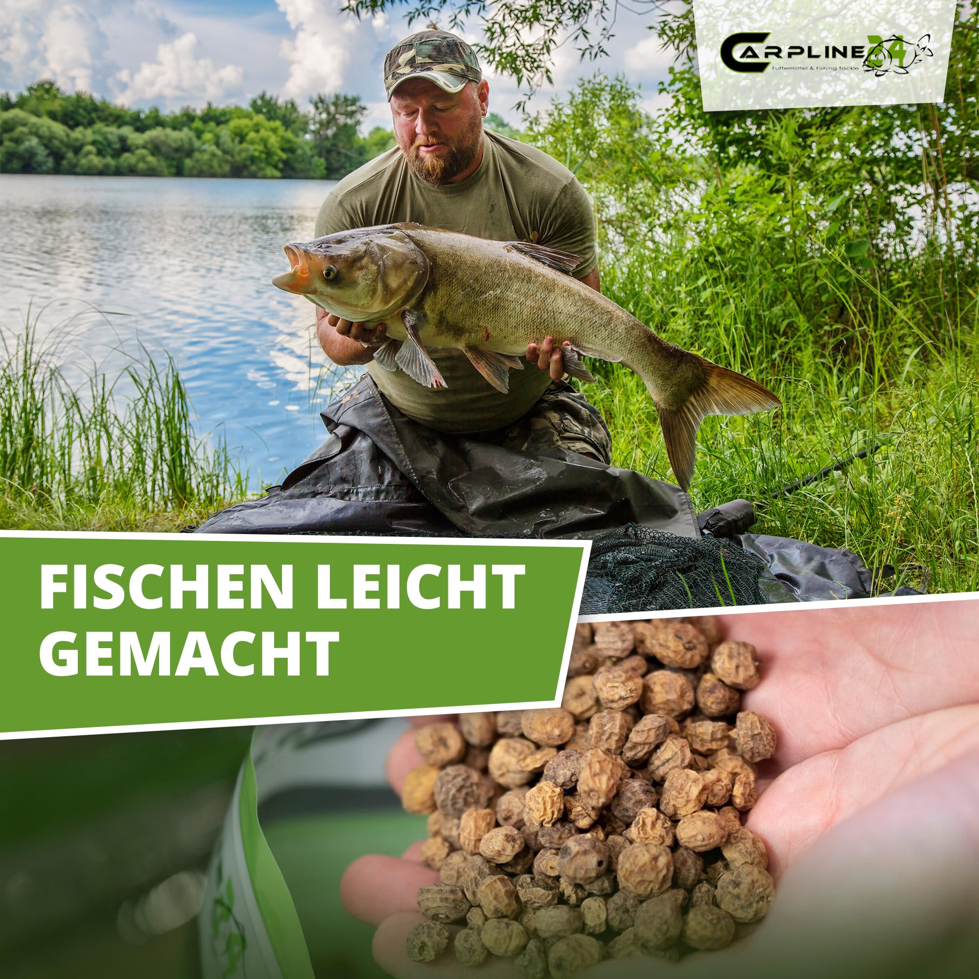 Tigernüsse Mix - 20 Kg - 8 bis 18 mm, Tigernuss Angelköder für Karpfen, zum Anfüttern & Angeln, Grundfutter, Carp Baits, Fischfutter & Karpfenköder, geringer Beifang