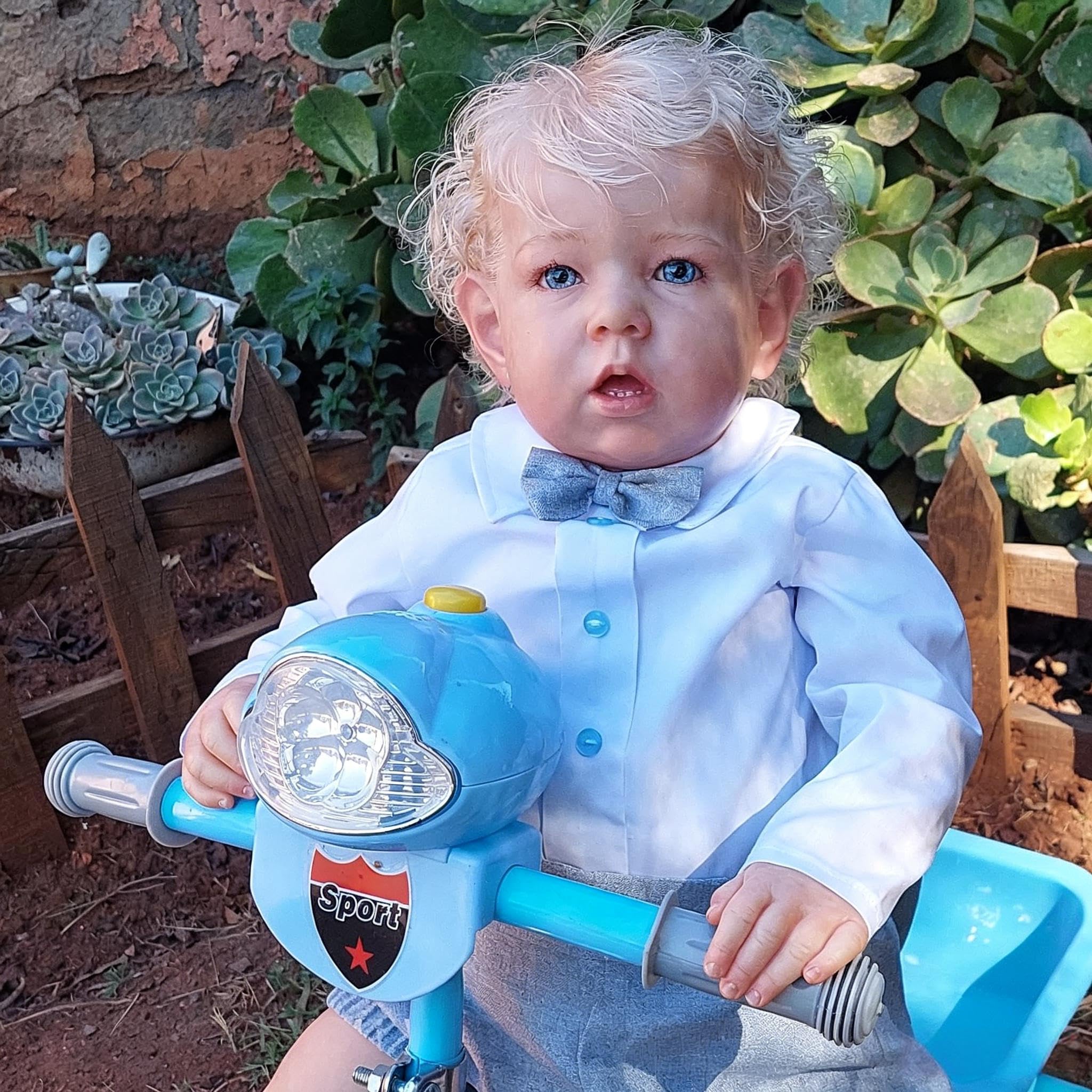 RXDOLL 71 cm realistyczne lalki Reborn Baby Boy Liam duży rozmiar Reborn małe lalki miękka tkanina ciało winylowe kończyny realistyczne lalki malucha z blond włosami dla dzieci prezenty urodzinowe