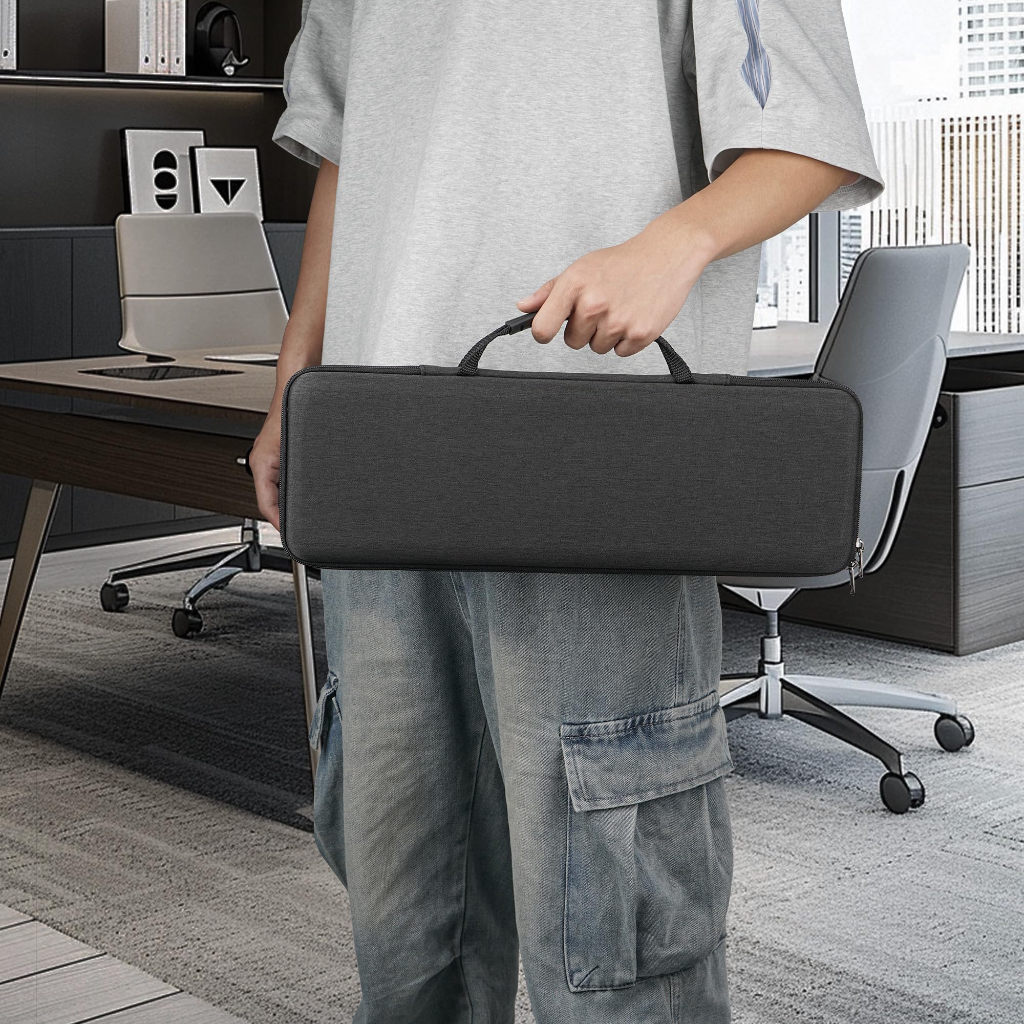 Etui transportowe na klawiaturę Geekria, kompatybilne z Logitech MX Mechanical Wireless / MK955 / Signature Slim K950 / G413 SE, twarda torba podróżna (ciemnoszary)