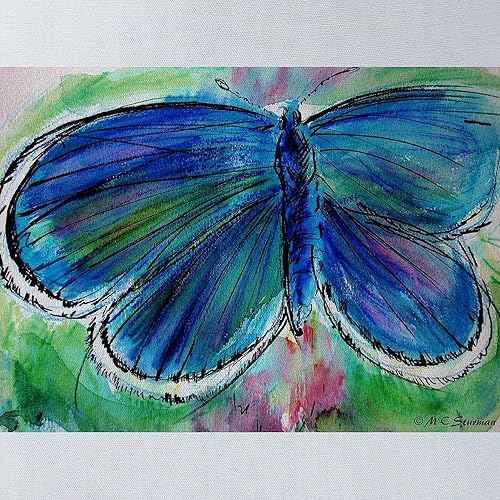 Miniatura 2 de CafePress Blue Butterfly! Nature Art! All Over Print Tote Ba 13"x13" Reusable Grocery Shopping Sling Tote Bag