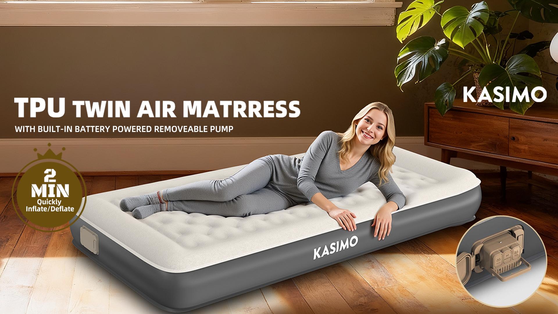 Amazon.com: KASIMO Air Mattress Twin with Built-in Battery Powered