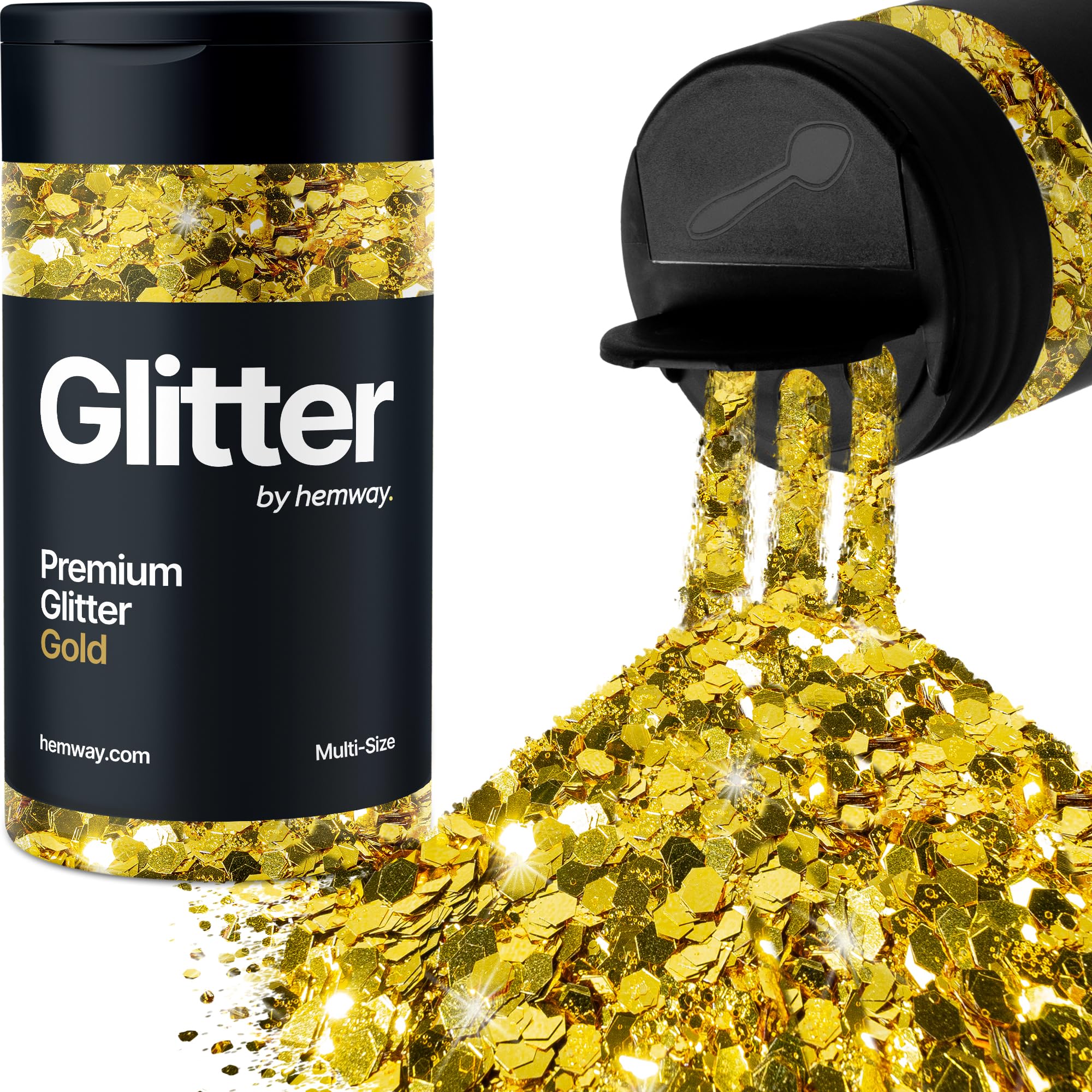 Hemway Gold Glitter Shaker, 120g Multi Size Glitter for Crafts Metallic Flake Sequins for Resin & Epoxy Crafts for Decorating, Halloween, Christmas, Nail, Face, Art — image 1