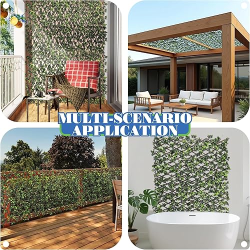 Miniatura 2 de ECOOPTS Expandable Artificial Rose Leaf Ivy Privacy Fence Screen Decoration for Backyard Patio Balcony Outdoor Indoor, 2 Packs