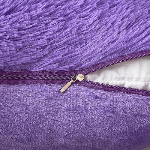 Miniatura 5 de ANRODUO Paquete de 2 almohadas de primavera moradas, almohadas esponjosas de lujo de piel sintética, fundas de cojín decorativas de felpa estilo