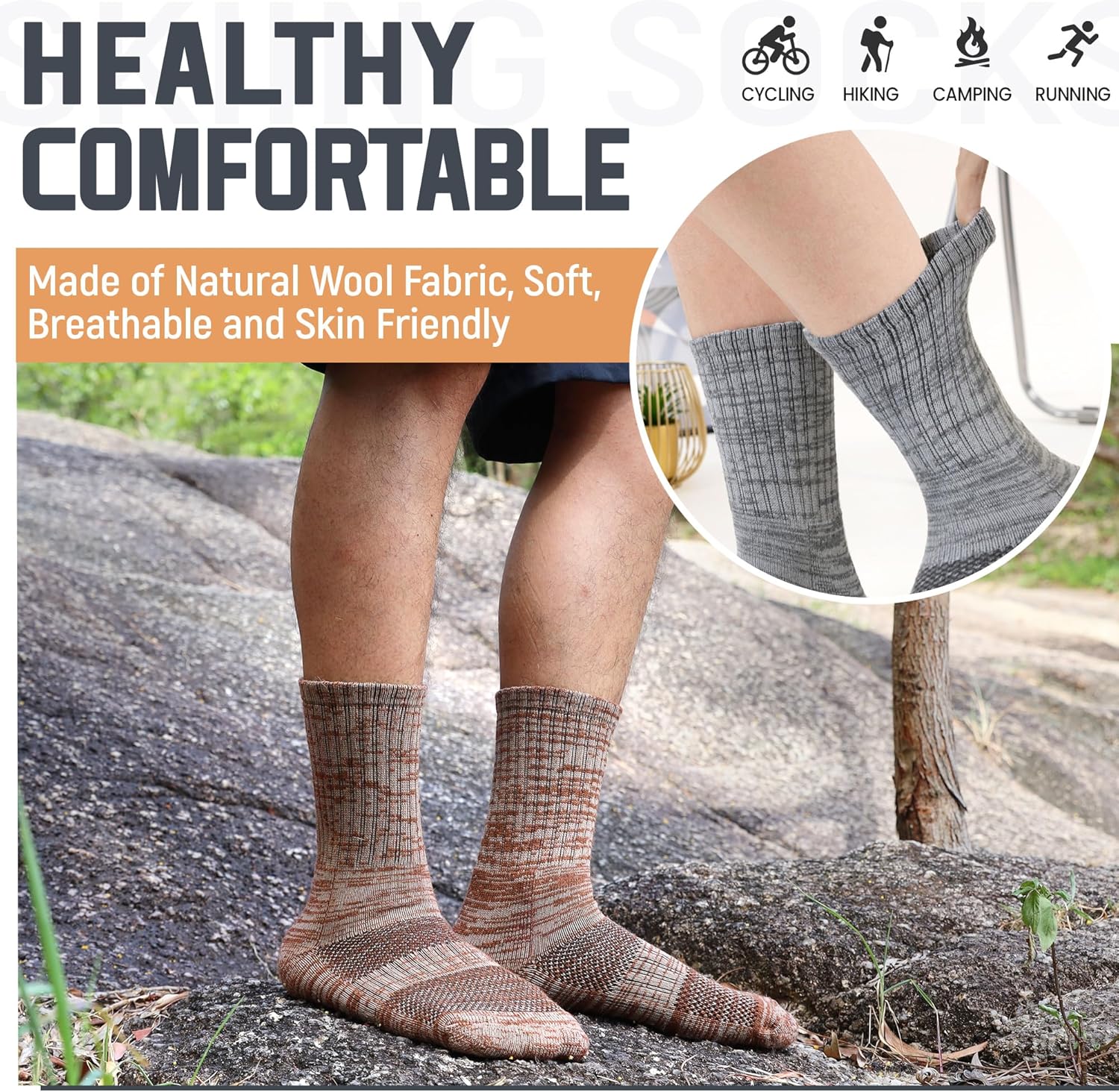 DoSmart Merino Wool Hiking Socks for Women Men Thermal Winter Warm Moisture Wicking Boot Work Cushion Gift Socks 5 Pairs - Image 3