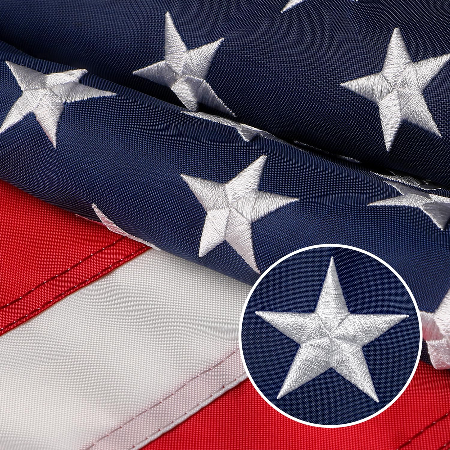American Flag 5x8 Outdoor, 5x8 Flags Outside, All Weather US Flags with Embroidered Stars Sewn Stripes Brass Grommets, Vivid Color, Polyester USA Flag for Outdoor Indoor (5 by 8 Foot)…