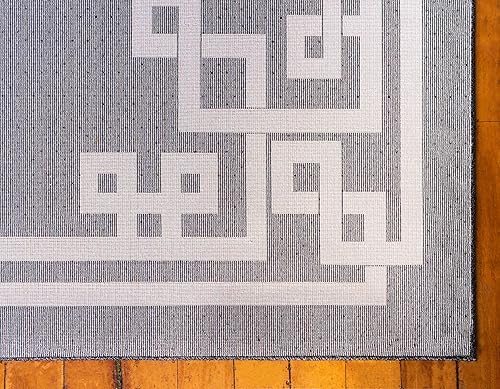 Miniatura 9 de Unique Loom Athens Collection - Alfombra clásica geométrica tribal con diseño de borde moderno, 7 pies x 10 pies 0 pulgadas, negrobeige