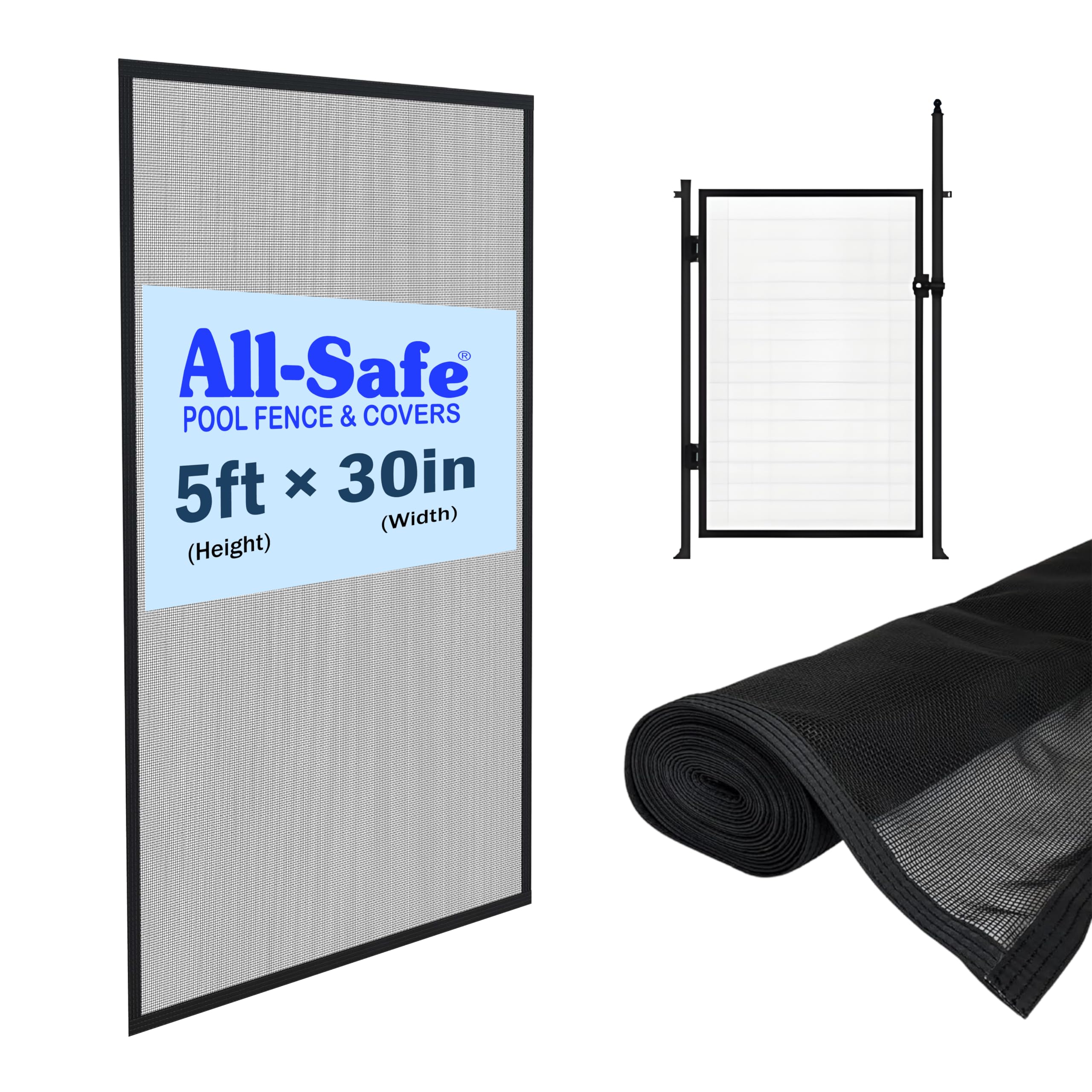 Pool Fence Replacement Panel – 5ft x 30in Black Safety Fabric for Pool Gate Frames – No Poles Included – DIY Cut-to-Fit Material for Gate Repairs – Malibu 10x10 Weave-image-43