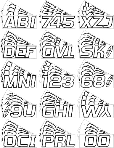 Vista 18 de Kit de números para registro de fábrica Hardline Products en color azul y negro, Cromo/Negro
