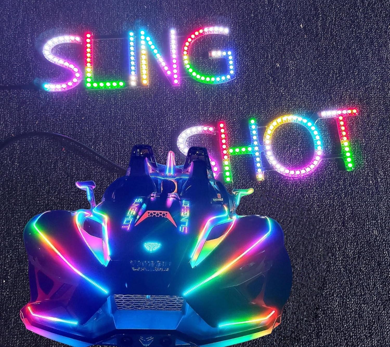 RGB Dream Color Chasing LED Letter Lights Fit for Polaris Slingshot Hood, Bluetooth App Controlled Addressable LED Sling Shot Emblem Decoration, Fits for Slingshot S/SL/SLR/R/GT 2015-2026