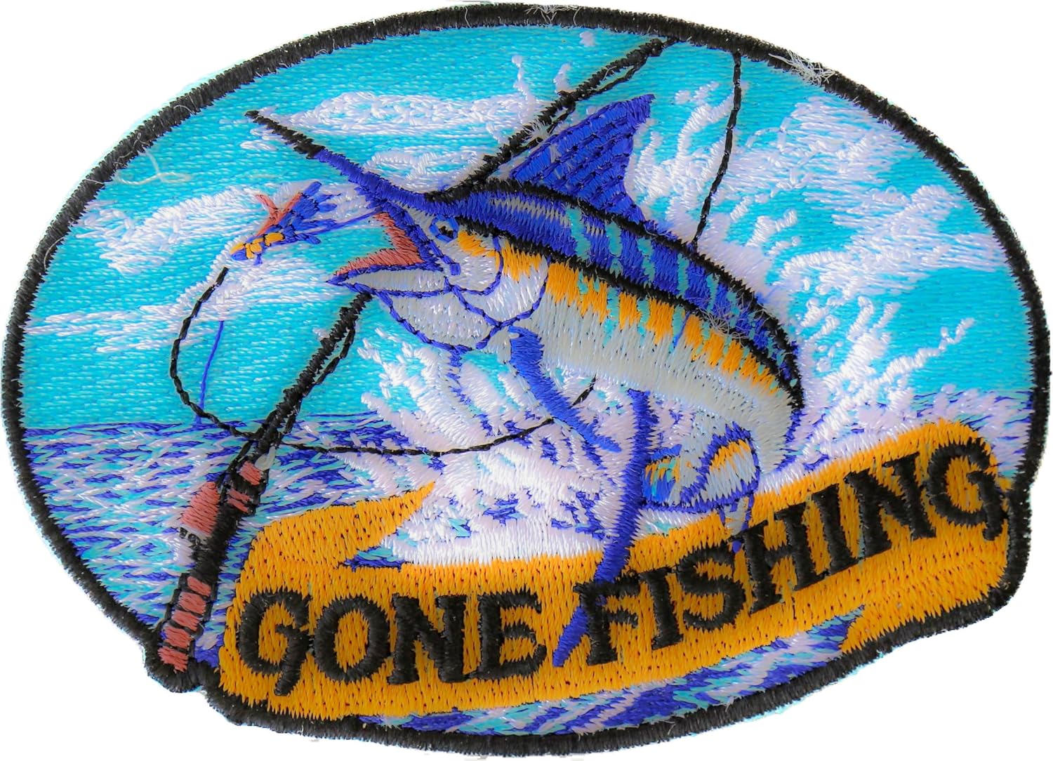 Gone Fishing Marlin Patch, Large Animal Patches for Jackets (PL7103)