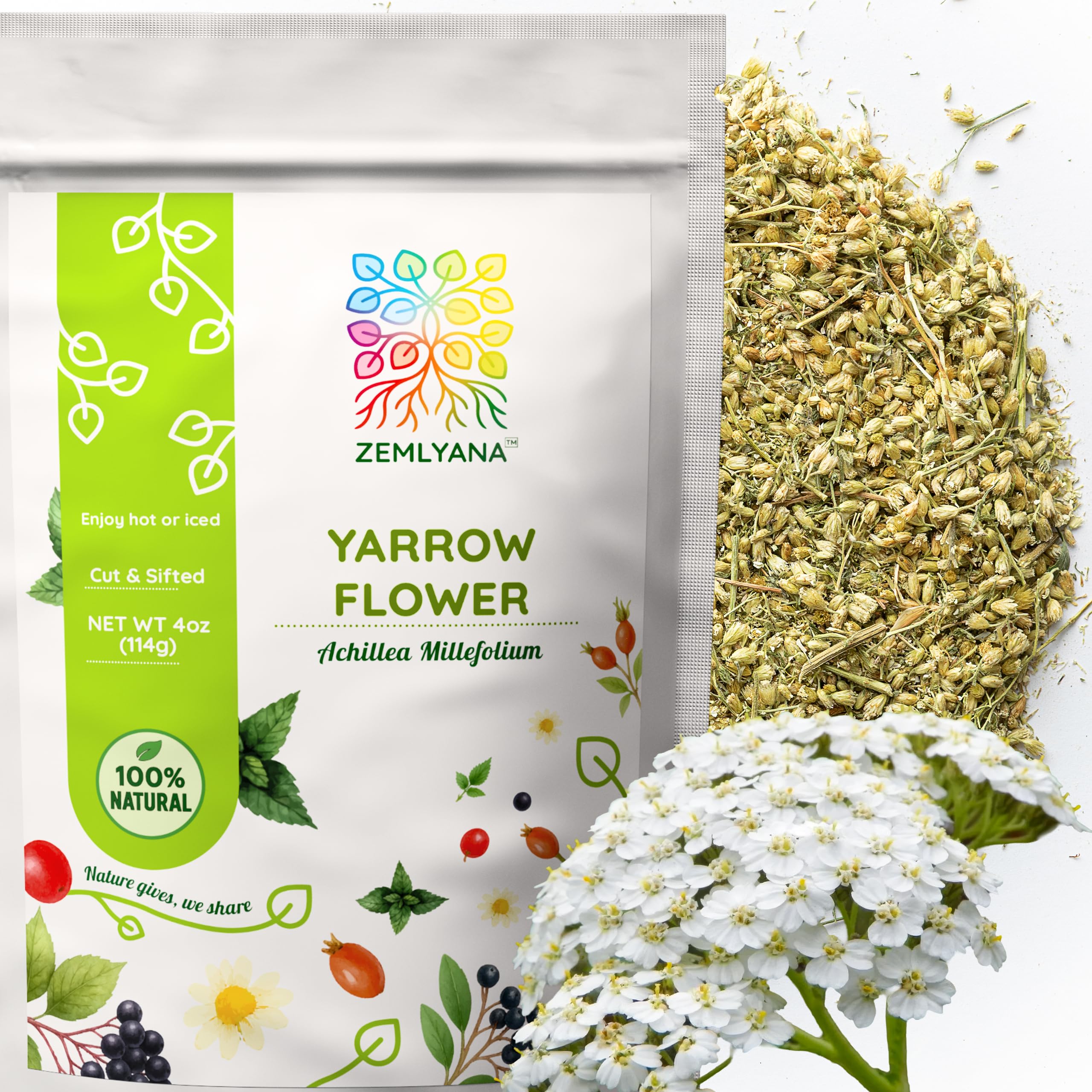 ZEMLYANA Dried Yarrow Flowers