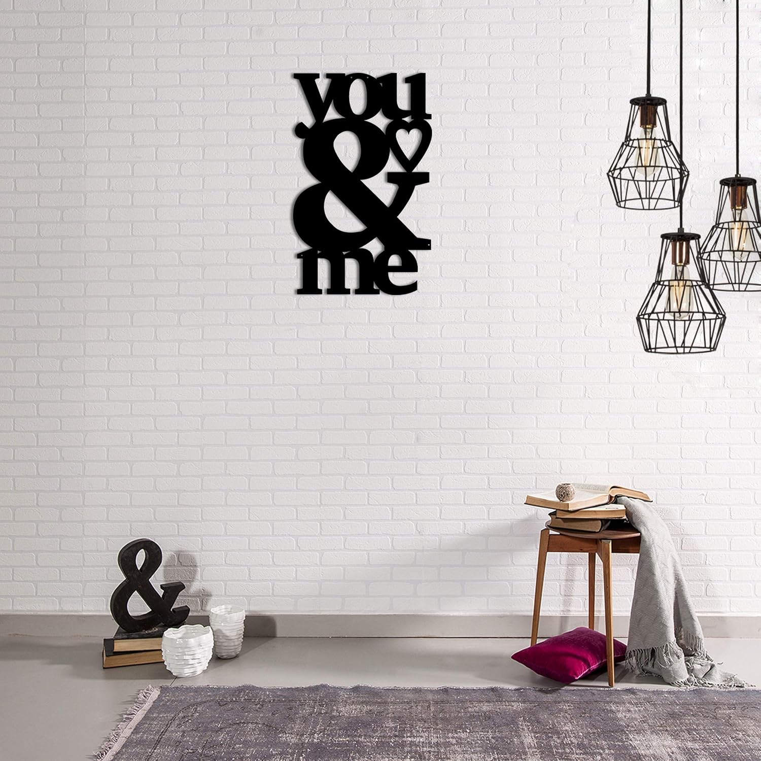Homemania Wall Decoration, Steel, Black, 29 x 0.15 x 49 cm