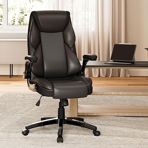 Miniatura 8 de EUREKA ERGONOMIC Silla de escritorio de piel sintética, silla ejecutiva de oficina, silla de oficina ergonómica con brazos abatibles, silla de