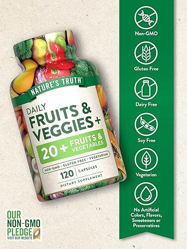 Miniatura 3 de Nature's Truth Suplemento de frutas y verduras  200 cápsulas vegetarianas  Más de 20 frutas y verduras  Suplemento vegetariano, sin OMG y sin gluten