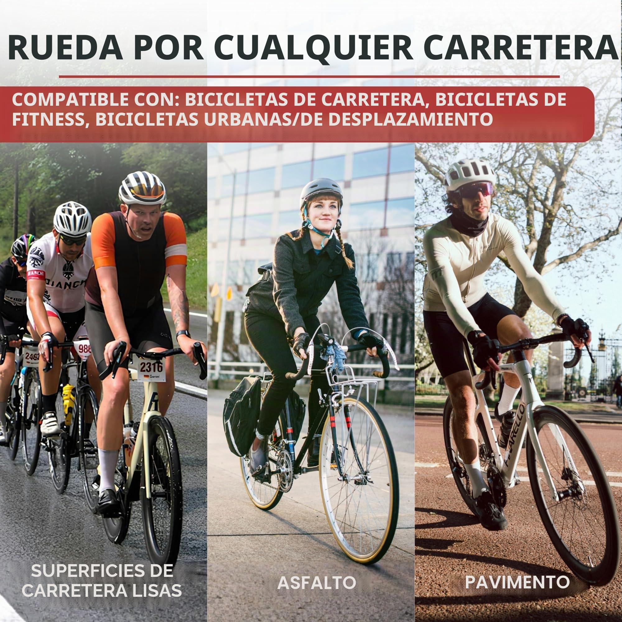 Fincci Bicicleta Cubiertas Carretera 700c x 23c - Par Plegable Neumáticos Bicicleta 23-622 con 1mm Antipinchazos 60 TPI - Gomas 28" per Adulto, Gravel, Carrera y Turismo Bici - Paquete de 2