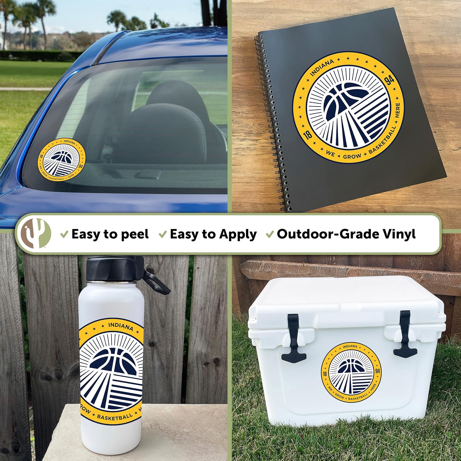 Desert Cactus Indiana Pacers Sticker NBA Officially Licensed Vinyl Decal Laptop Water Bottle Car Scrapbook (Individual 4)