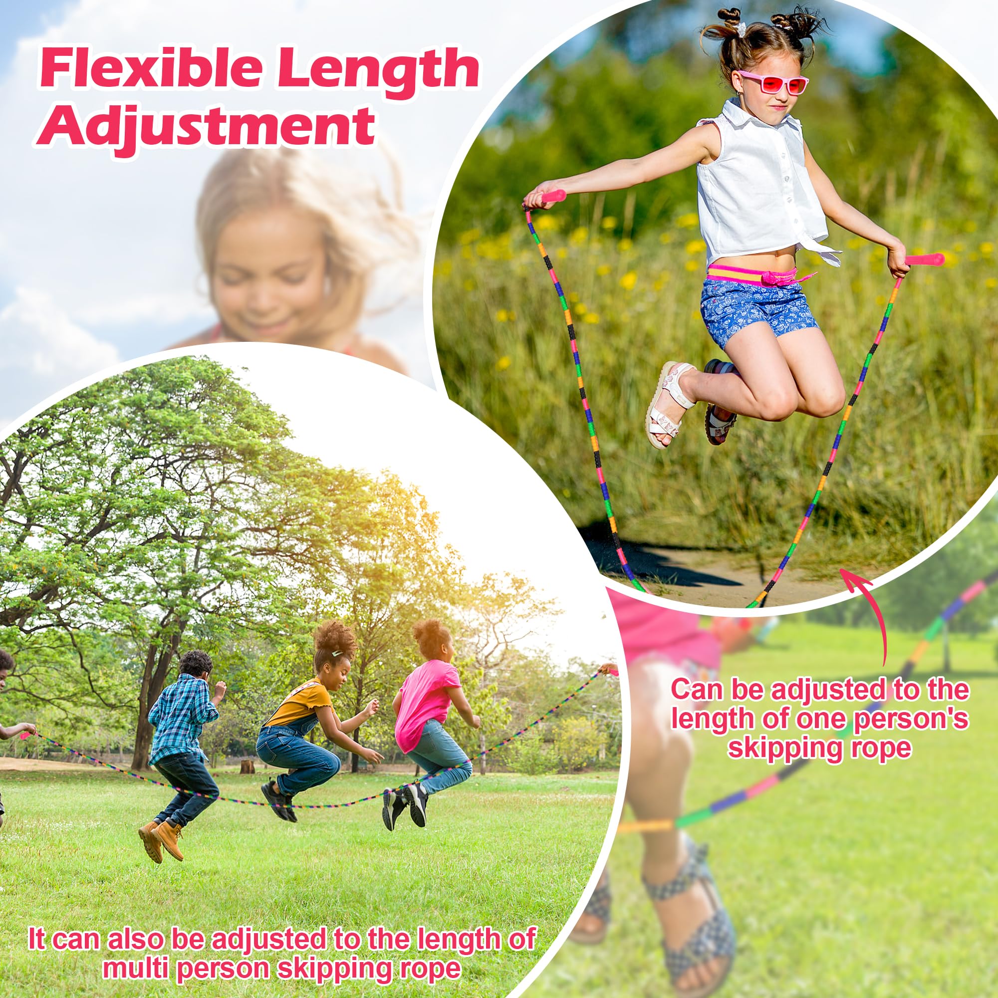 Coolrunner 4,8 m langes Springseil (4 Stück), doppeltes niederländisches Springseil, weiche Perlen-Springseile für Kinder und Erwachsene, Kunststoff, segmentiert, lang genug für 4–5 Pullover