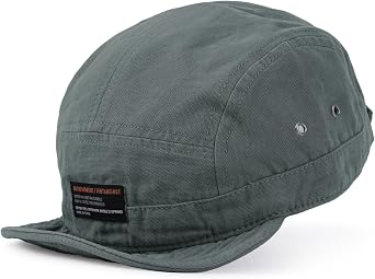 Clakllie 5 Panel Running Cap Short Peak Dad Cap Flat Peak Baseball Cap Adjustable Short Bill Hat Plian Cotton Hat