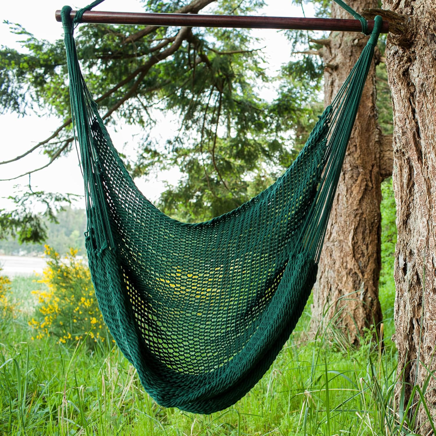 Green Mountain Hammocks - Hanging String Chair - 400 lb Capacity, 100% Recycled Fabric, Durable, Lightweight - Brown Model