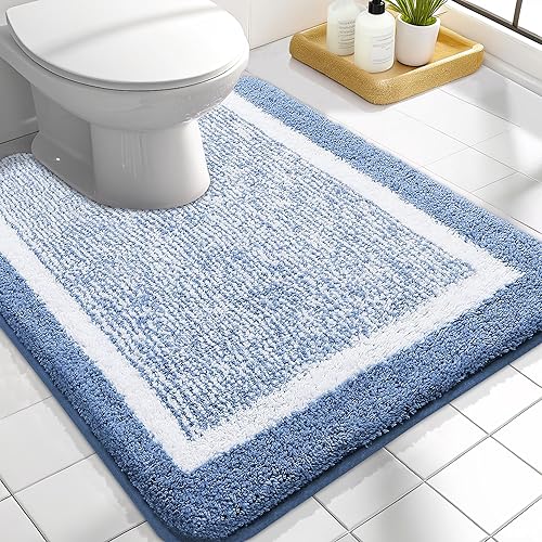 Miniatura 45 de OLANLY - Alfombras de baño de 30x20, tapete de baño extra suave y absorbente de microfibra, antideslizante, lavable a máquina, secado rápido, Azul
