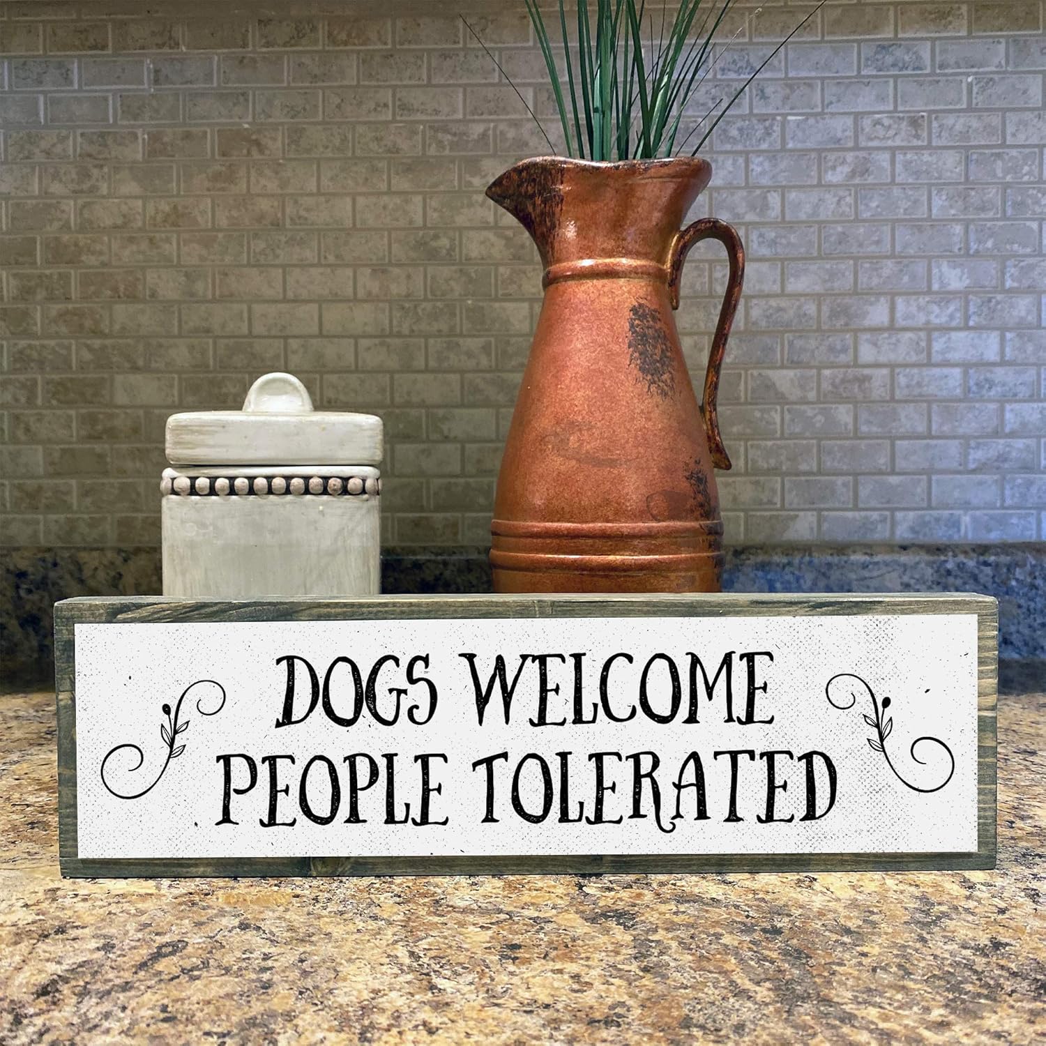 Dog Wooden Signs (Medium - Wood And Metal, Dogs Welcome People Tolerated) - Image 5