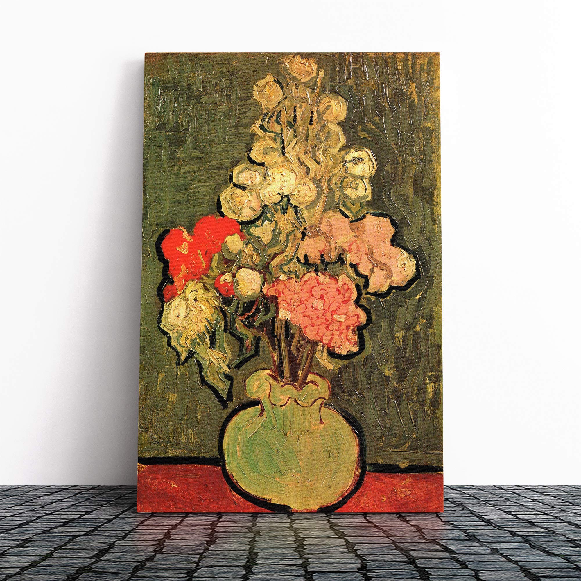 Vincent Van Gogh Still Life with Rose Mallows Canvas Print | Gallery Wrapped 30mm Frame Wall Art | 20x14 inches | Ready to Hang | Modern Floral Picture | Living Room Bedroom Lounge Office