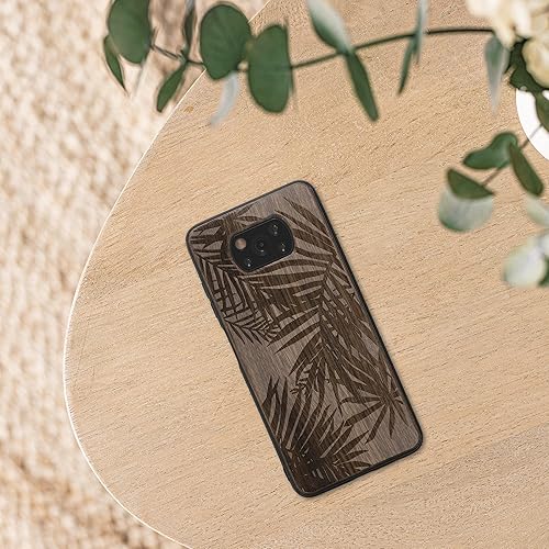 Miniatura 2 de kwmobile Funda de madera compatible con Xiaomi Poco X3 NFCPoco X3 Pro - Funda - Hojas de palma marrón oscuro
