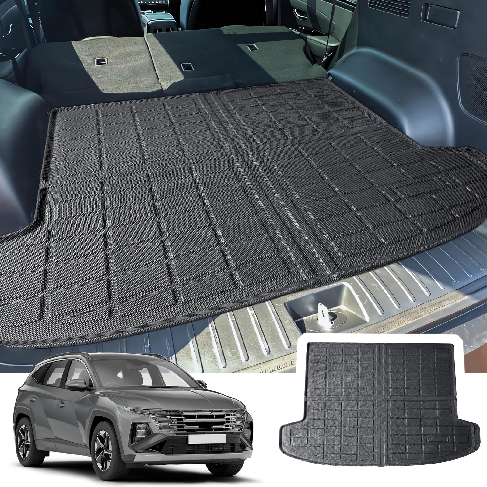 CDEFG Kompatybilny z Hyundai Tucson NX4 2021-2024 2025, mata do bagażnika TPE, wodoszczelna, odporna na kurz, do samochodu, tacka samochodowa, Tucson 2025, akcesoria