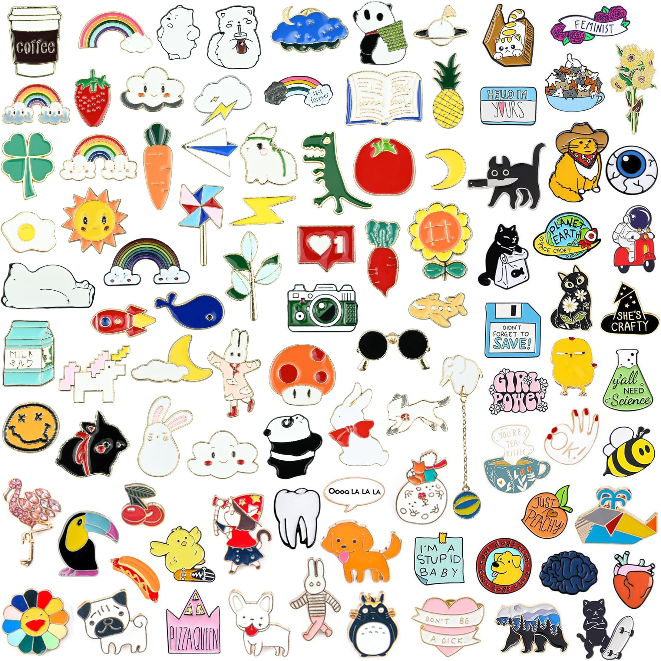 50PCs Pin Pins - Enamel Pins - Cute Brooch Pins Set - Funny Enamel Brooch Pins Bulk for Party Bags - Cartoon Lapel Pin - for Jacket Jeans Backpack Bags Decoration