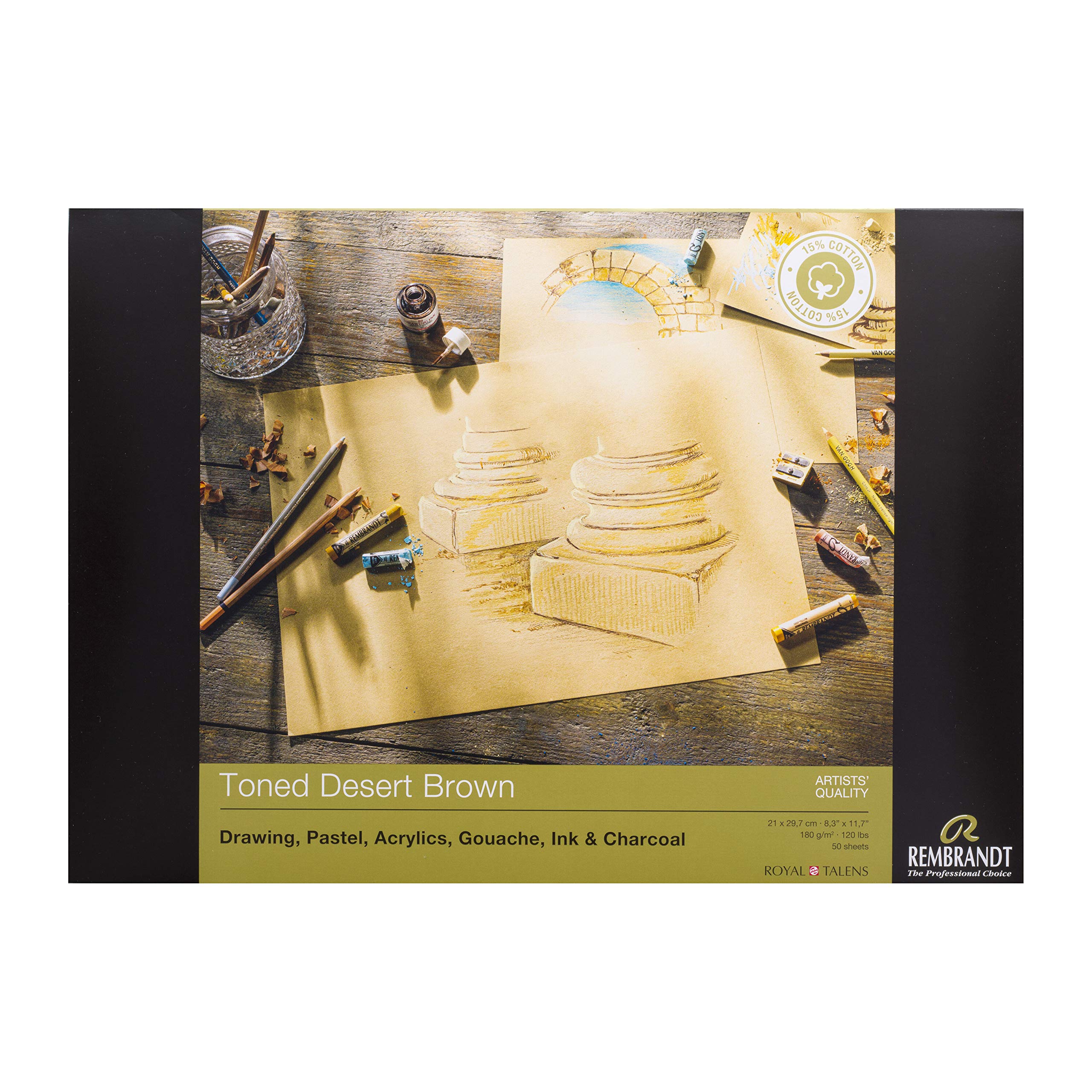 Rembrandt Toned Paper Pad - Desert Brown - 50 Sheets, A4