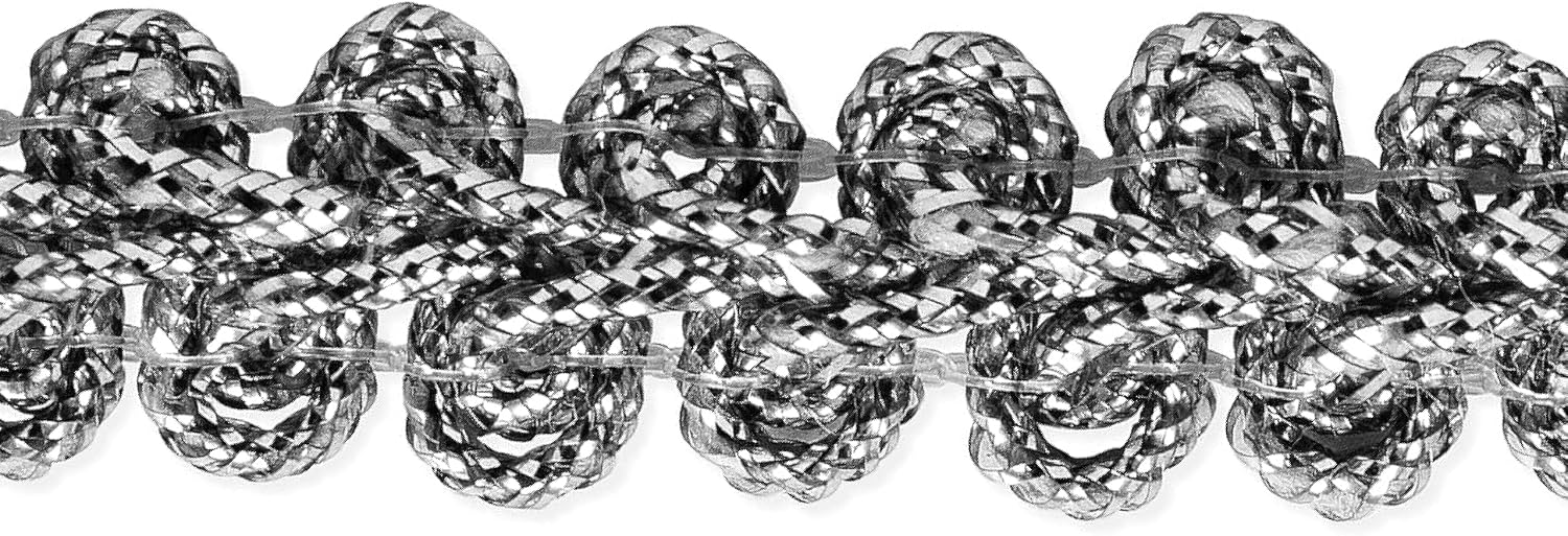 Trims by The Yard Draya Metallic Woven Braid Trim, 3/8-Inch Versatile Trim for Sewing, Washable Decorative Trim for Costumes, Home Decor, Upholstery, 20-Yard Cut, Silver