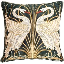 Signare Tapestry Cushion Cover 18 x18 inches Decorative Sofa Pillowcase Inspired by Walter Crane, The Swan CCOV-Art-WC-SWAN