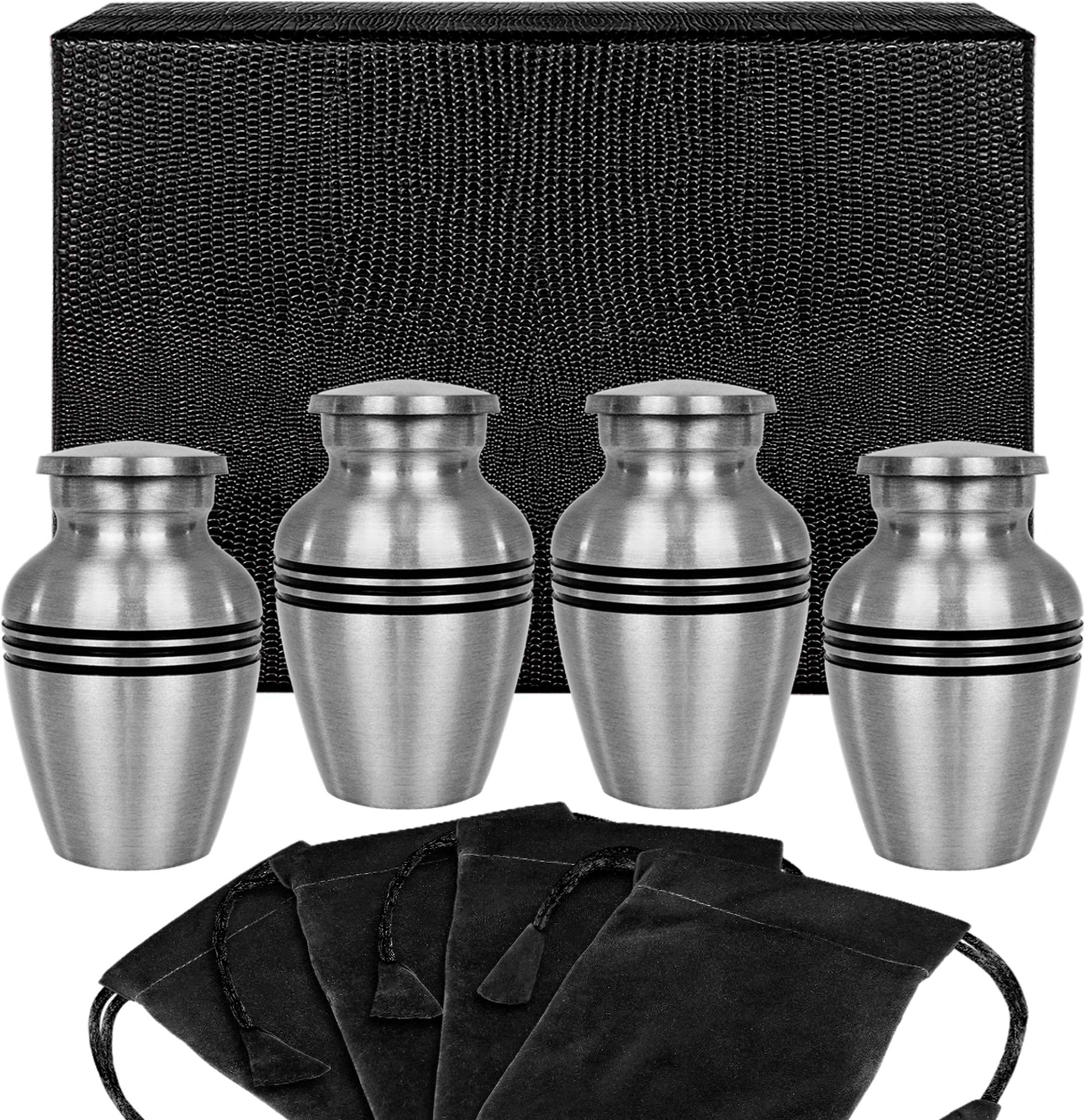 Trupoint MemorialsCremation Urns for Human Ashes - Decorative Urns, Urns for Human Ashes Female & Male, Urns for Ashes Adult Female, Funeral Urns - Pewter, 4 Small Keepsakes