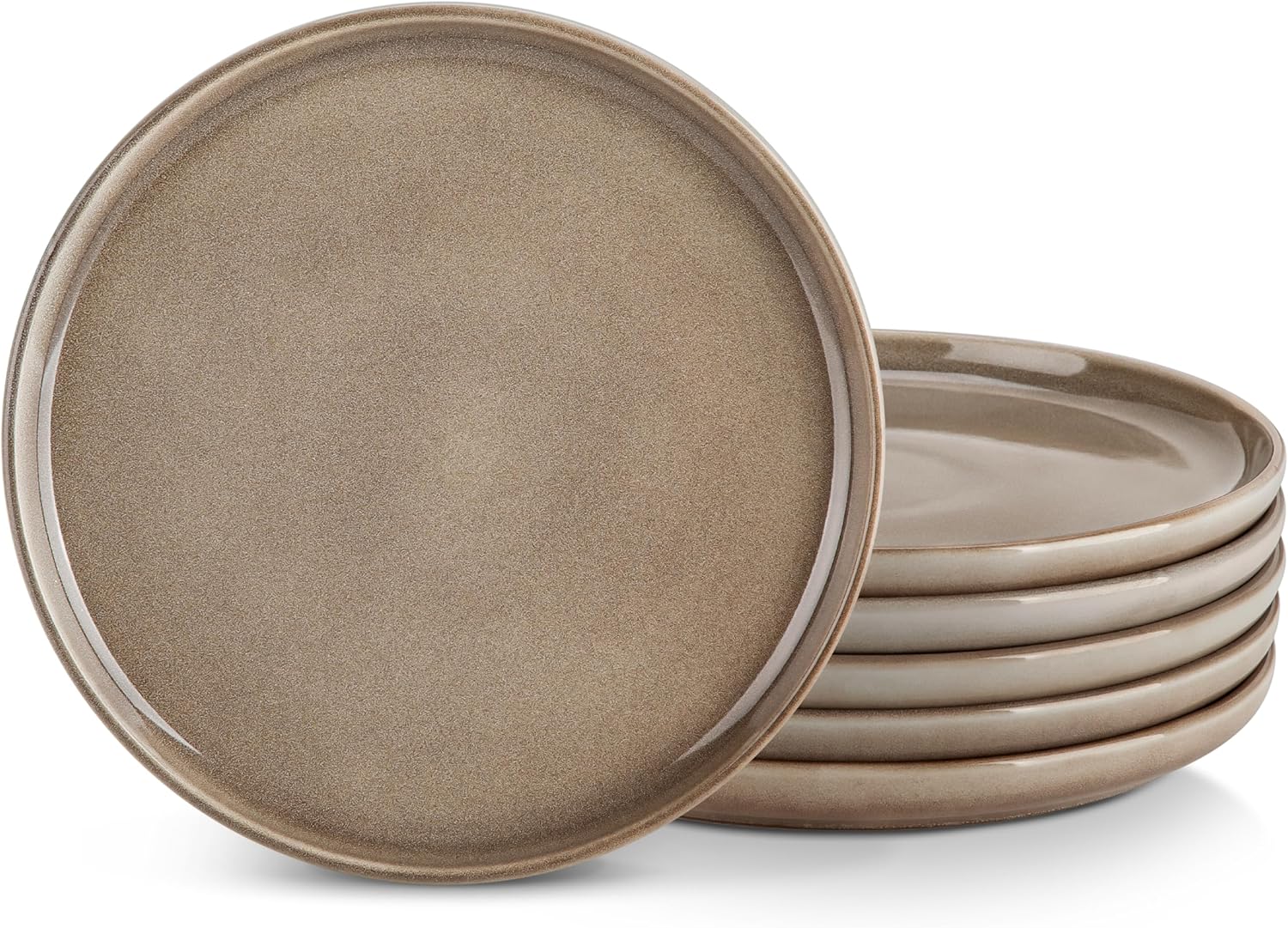 vancasso PLAYA Dinner Plates Set of 6, 10.25 Inch Ceramic Plates, Microwave, Oven and Dishwasher Safe Plates, Brown