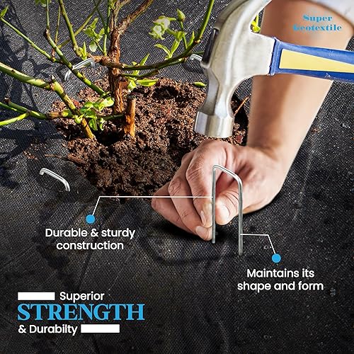 Miniatura 9 de Grapas de paisaje  Alfileres de césped galvanizados en forma de U de calibre 11 para barrera de malezas y estacas de tela de paisajismo  Extra