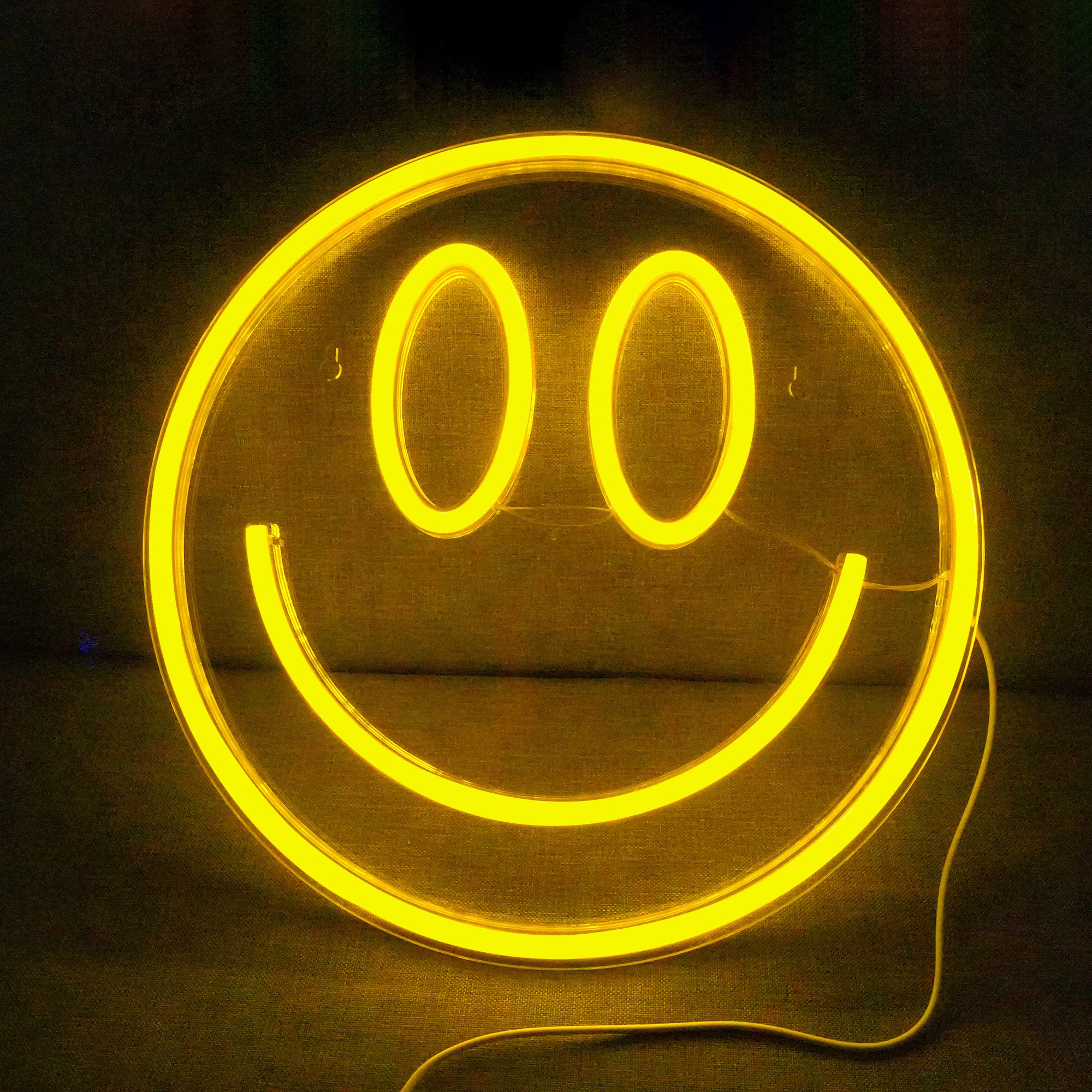 LIKEGOR Smile Face Neon Sign Smiling LED Neon Light Yellow Smiley Face Neon Lights Signsfor Bedroom Wall Decor, Kid's Room Wedding Party, Birthday Gift