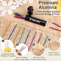 Vista 3 de KYUEWRT 10 piezas de aguja de tapicería de hilo, aguja de tejer de ojo grande con tubo de almacenamiento de aluminio