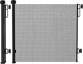 YOLAY Retractable Baby Gate 55" Wide, Secure Mesh Pet Safety Gate with Auto-Lock, Child Safety Barrier for Doorways and Stairs, Dog Gates Indoor (Black)