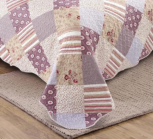 Miniatura 55 de Brilliant Sunshine Juego de edredón de 3 piezas con 2 fundas de almohada, colcha reversible suave y ligera, para todas las estaciones, Gris