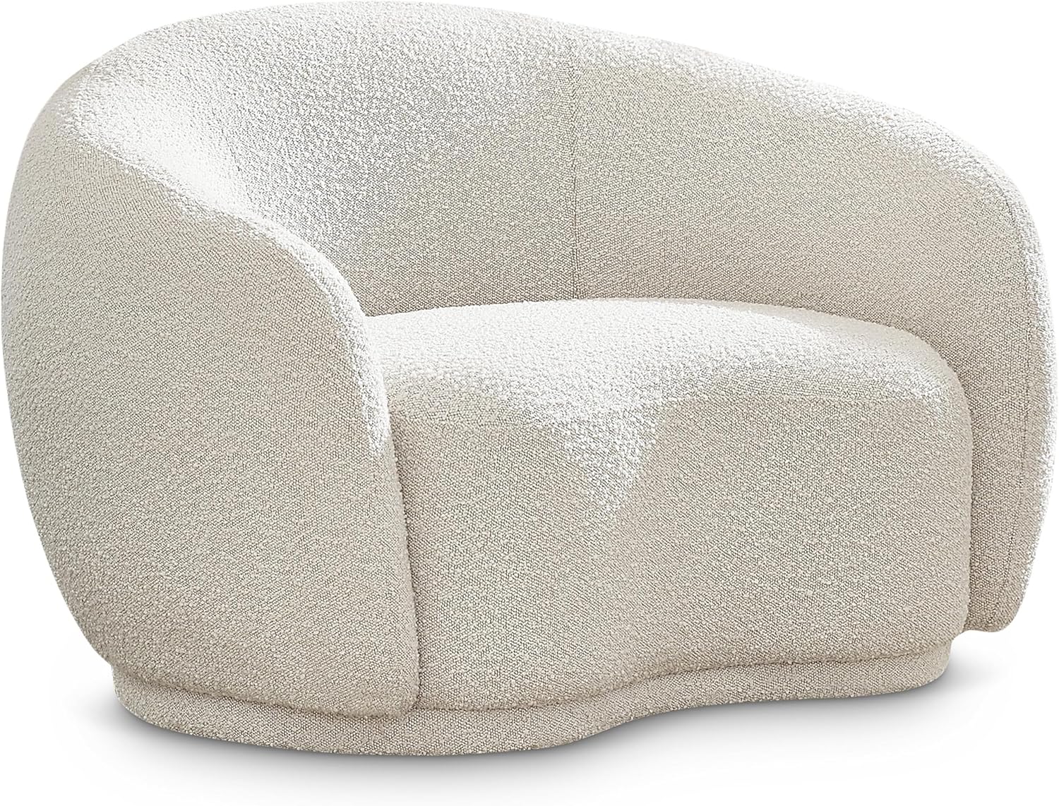 Meridian Furniture 693Cream-C Hyde Collection Modern | Contemporary Boucle Fabric Upholstered Accent Chair with Rounded Back, Cream, 42" W x 38" D x 27.5" H