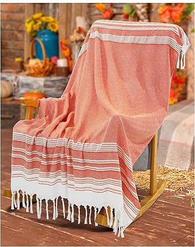 Miniatura 10 de Genovega Manta grande de verano, decoración bohemia neutra para cama, sofá, silla, decorativa, ligera, mexicana, bohemia, algodón, blanco, crema,