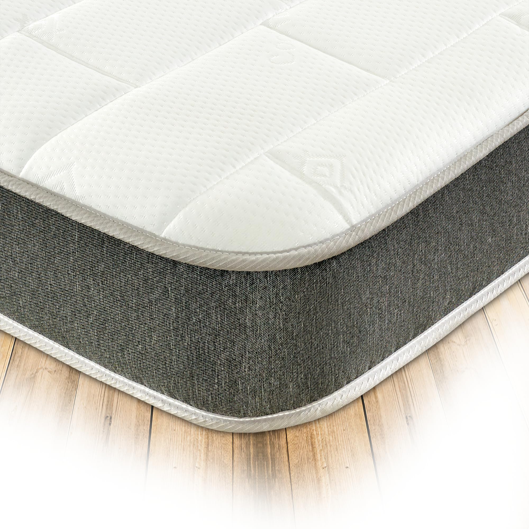 Starlight Beds Essentials Large Brick 3ft Hybrid Spring and Memory Foam Mattress. Budget-Friendly with Elegant Grey Design, Soft Firmness, 7.5 Inch Deep Single Mattress (90x190x19cm)