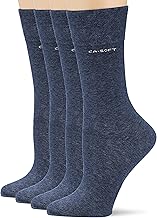 Camano Unisex Business Socks Comfort Band Comfortable Durable Cotton Reinforced Heel Pack of 4